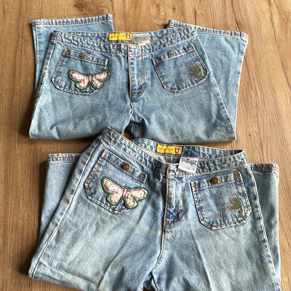 Vintage butterfly jean capris set
